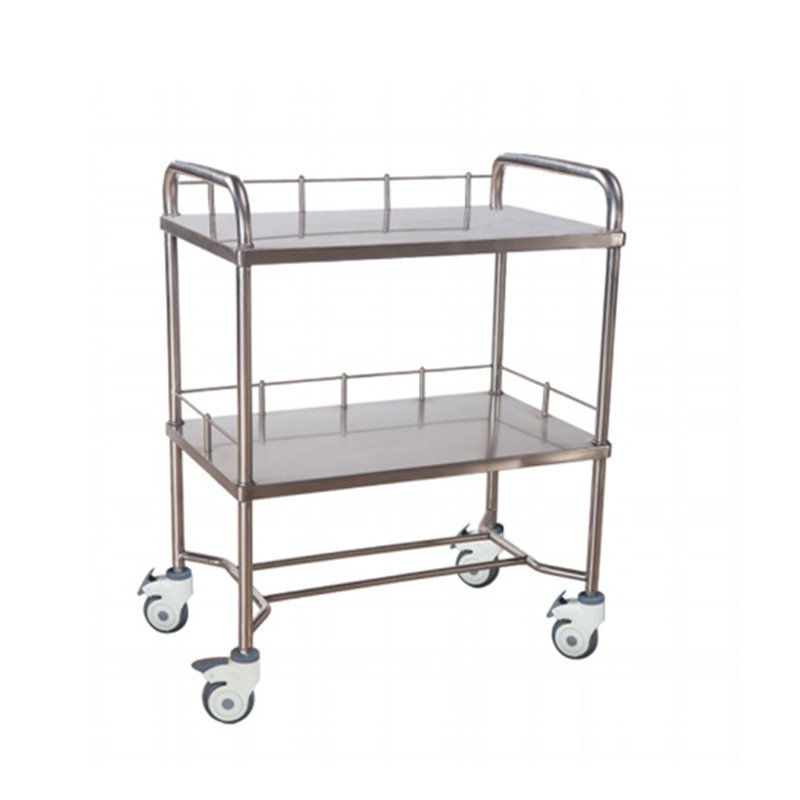 New Stainless Steel Hospital Equipment Trolley Surgical Instruments Cart Medical Fan-Shaped Apparatus Cart