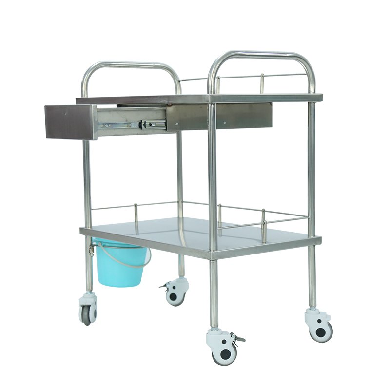 New Stainless Steel Hospital Equipment Trolley Surgical Instruments Cart Medical Fan-Shaped Apparatus Cart