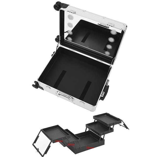 c 22inch trolley travel train vanity salon beauty hair barber station makeup case with lighted mirror