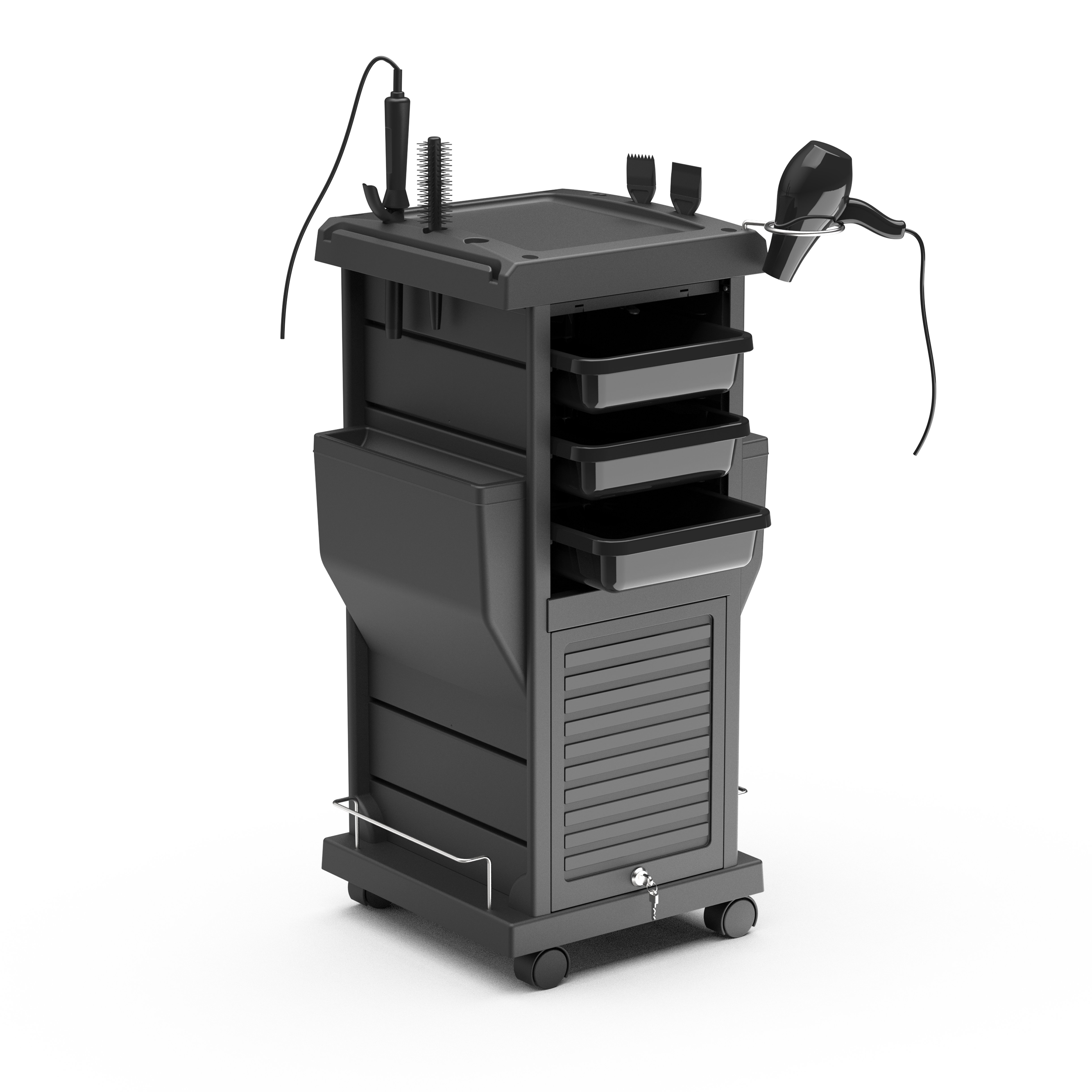 Hotsale Salon furniture Lockable hairdressing tool salon trolley with appliance holder