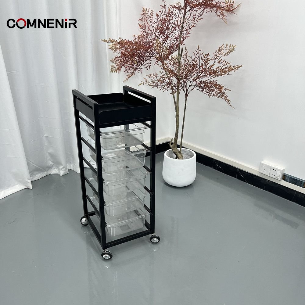 Best Selling White MDF and Gold Metal Salon Beauty Trolley Plastic Hand Carts for Barber Shop or Living Room Furniture on Sale