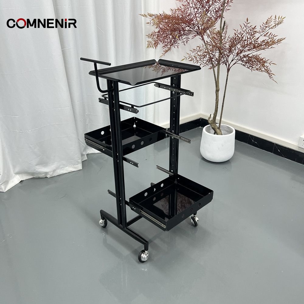 Best Selling White MDF and Gold Metal Salon Beauty Trolley Plastic Hand Carts for Barber Shop or Living Room Furniture on Sale