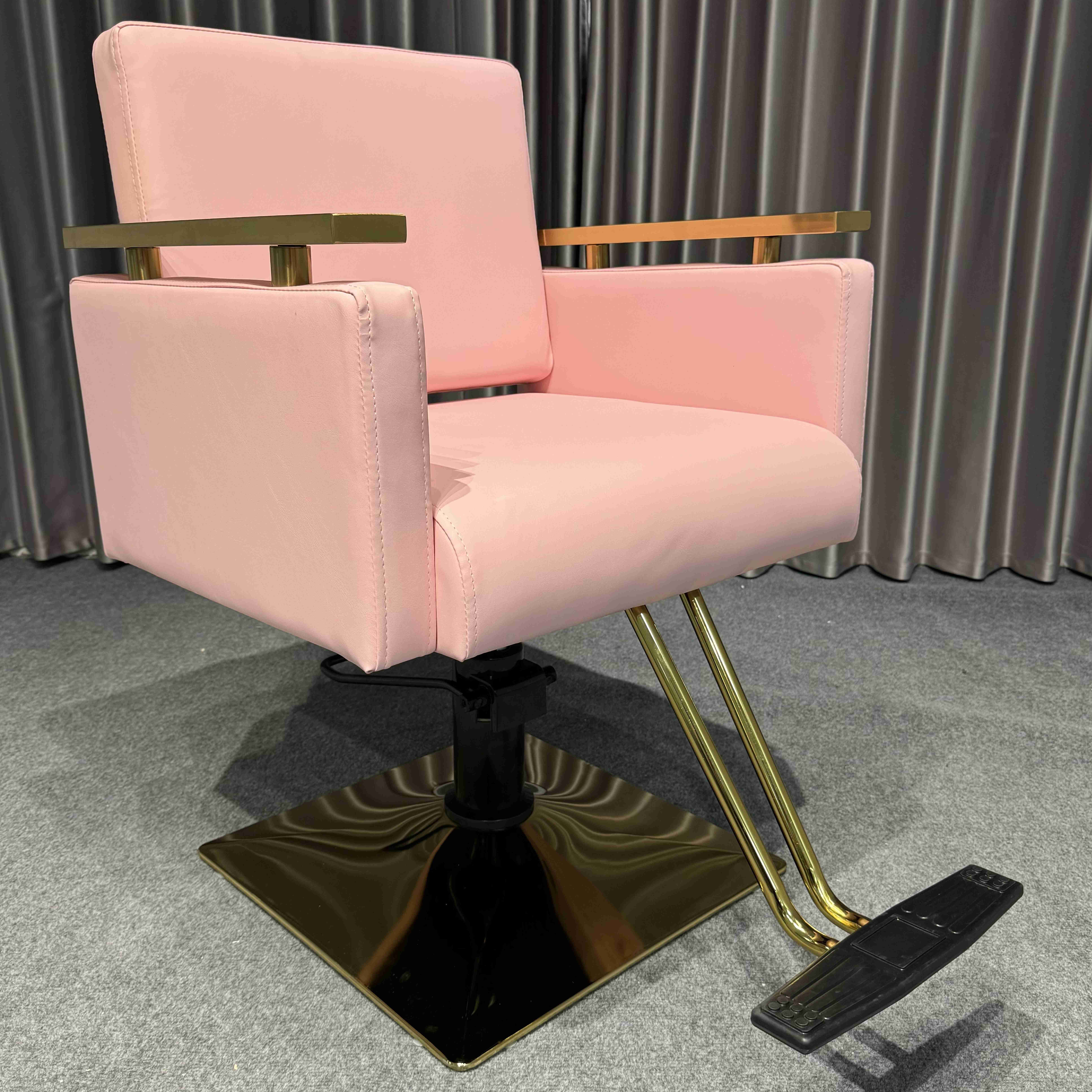 Luxury Pink Salon Styling Chair Modern Metal Barber Furniture for Beauty Salons and Home Use