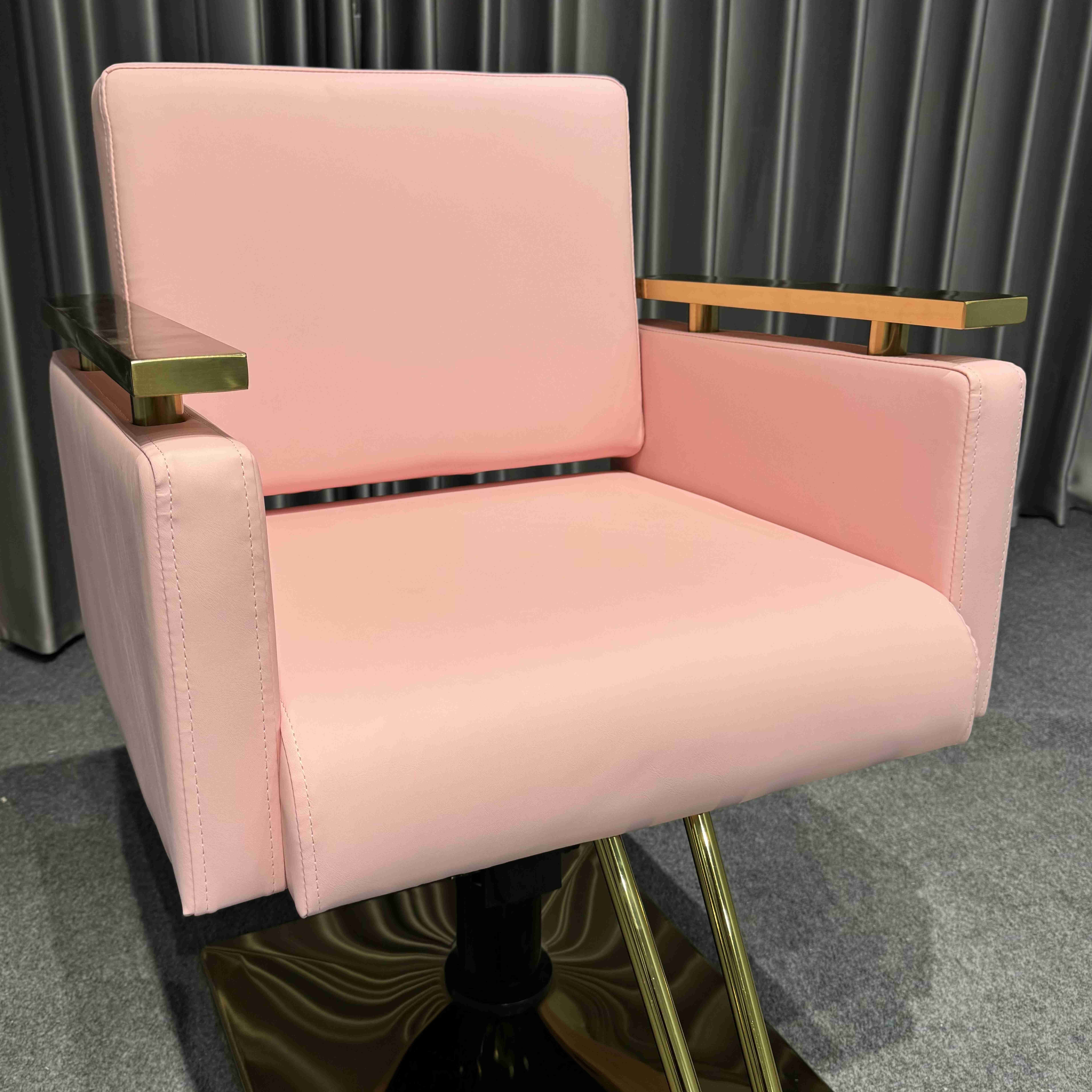 Luxury Pink Salon Styling Chair Modern Metal Barber Furniture for Beauty Salons and Home Use