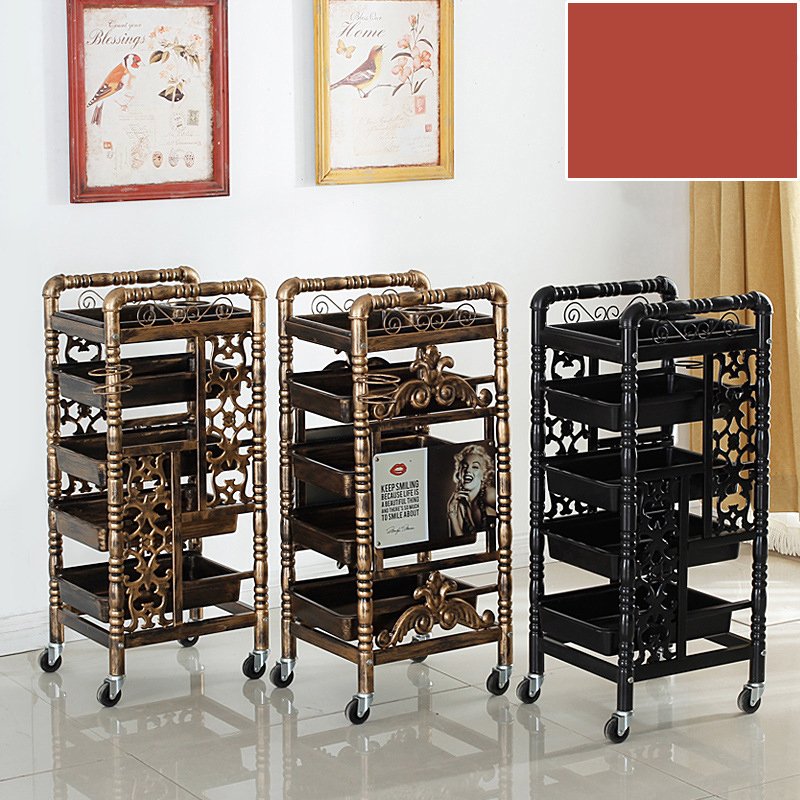 Barber Shop Tool Cabinet Salon Furniture Mobile Portable Salon Rolling Trolley Cart Universal Pulley Multi-layer Shelf
