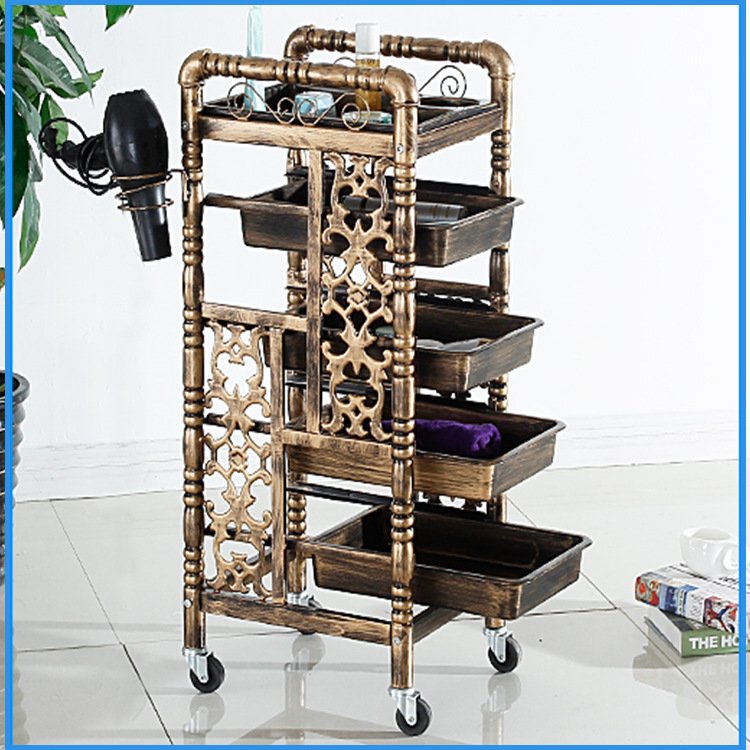 Barber Shop Tool Cabinet Salon Furniture Mobile Portable Salon Rolling Trolley Cart Universal Pulley Multi-layer Shelf