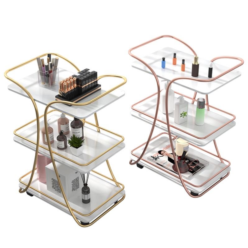 Modern ODM&OEM Hair Salon Three-Layer Storage Rack Beauty Living Room Metal Trolley