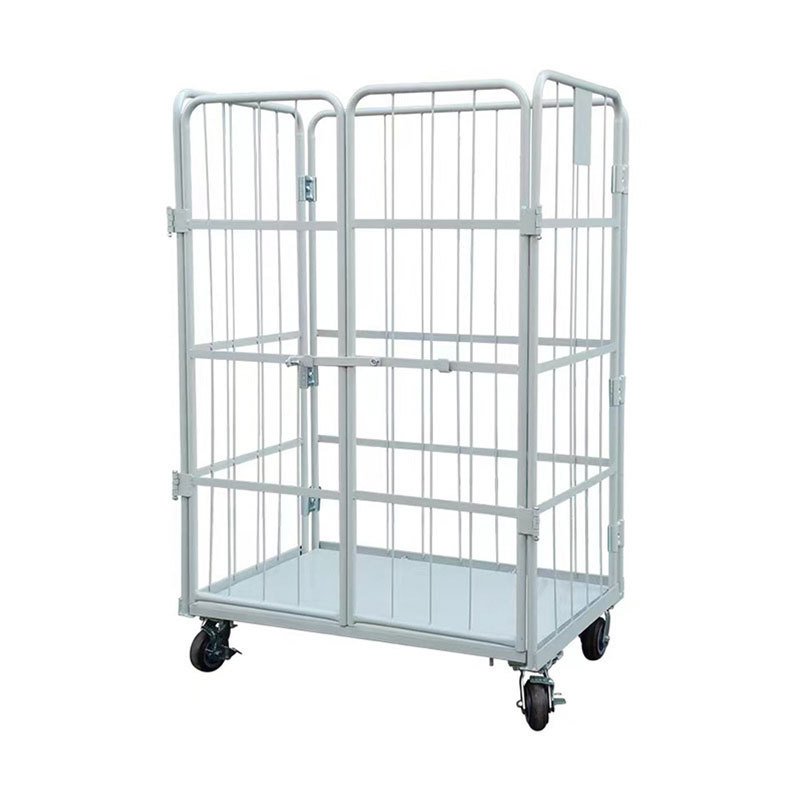 Security Roll Cage Trolley Heavy Duty Industrial Rolling Steel Customized Storage Folding Mesh Shopping Trolleys Shopping Carts