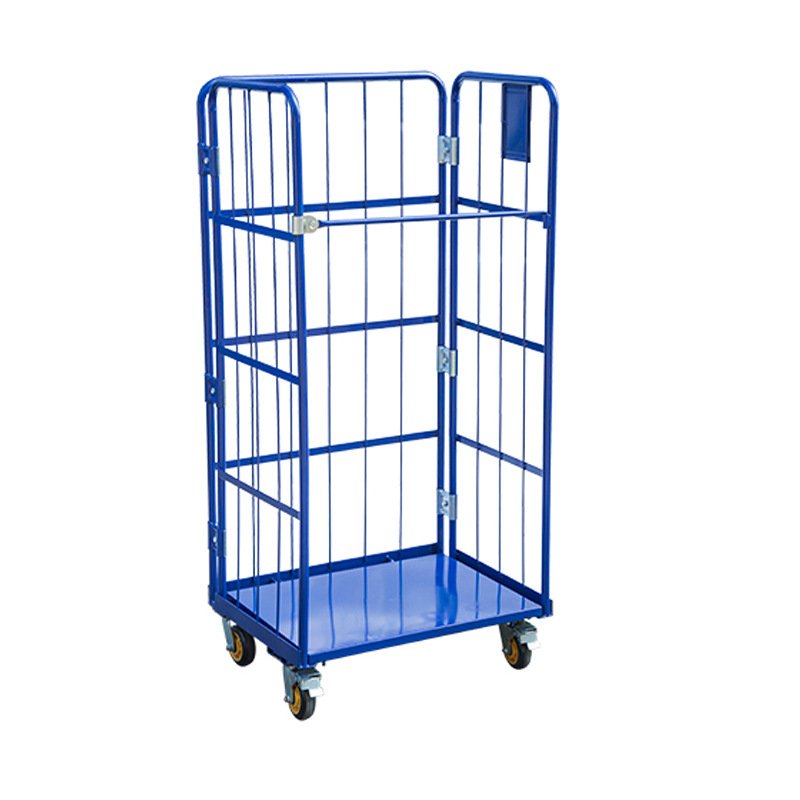 Security Roll Cage Trolley Heavy Duty Industrial Rolling Steel Customized Storage Folding Mesh Shopping Trolleys Shopping Carts
