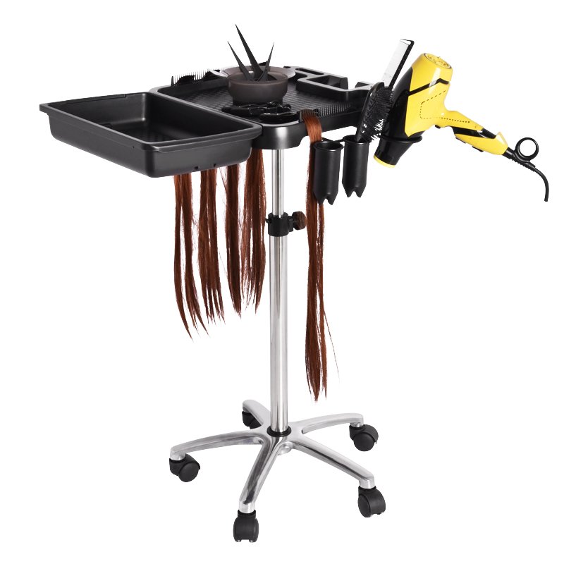 Beauty Salon Hair Extension Tool Tray Cart Wig Trolley 5-Wheel Rolling Cart with Plastic and Metal for Home Use