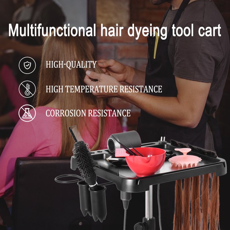 Beauty Salon Hair Extension Tool Tray Cart Wig Trolley 5-Wheel Rolling Cart with Plastic and Metal for Home Use