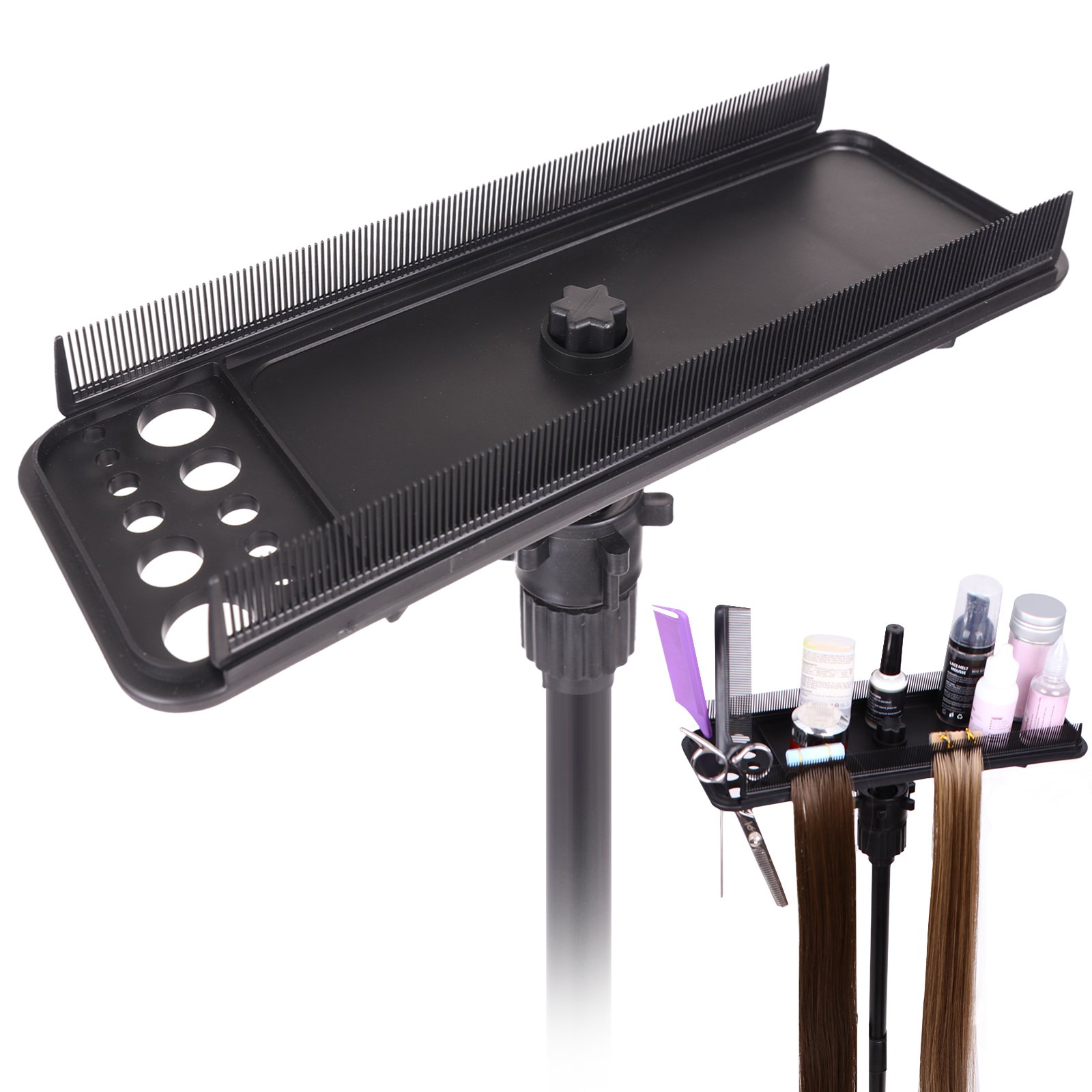 Leeons Cheap Durable Plastic Wig Stand Hair Extension Display Tray for Hairdressing