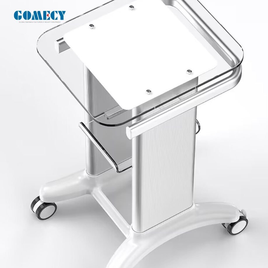 Acrylic Trolley Aluminum Alloy Storage Stand Mobile Cart Hairdresser Rolling Trolley with 4 Wheels for Beauty Salon Tattoo