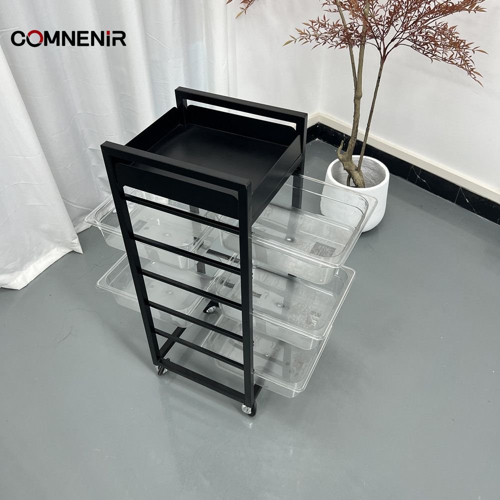 Best Selling Luxury White MDF and Gold Metal Salon Furniture Trolley Hand Carts for Home Use Salon Beauty Hand Carts for Sale