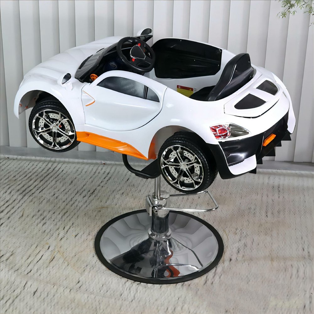 Wholesale Salon Baby Hair Cutting Hairdressing White Toy Child Car Beauty Metal Styling Hydraulic Pump Barber Chairs