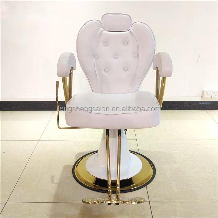 Luxury Beauty Hair Salon Furniture White Styling Chair Reclining Hairdressing Barber Chairs For Sales
