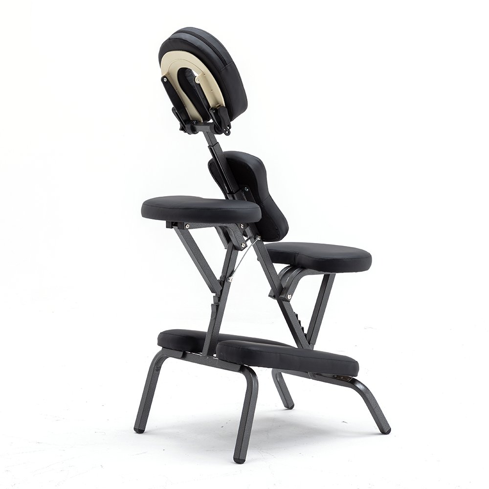 Factory Wholesale Portable Pvc Leather Plastic Headrest Black Folding Massage Spa Beauty Salon Massage Stools Chair