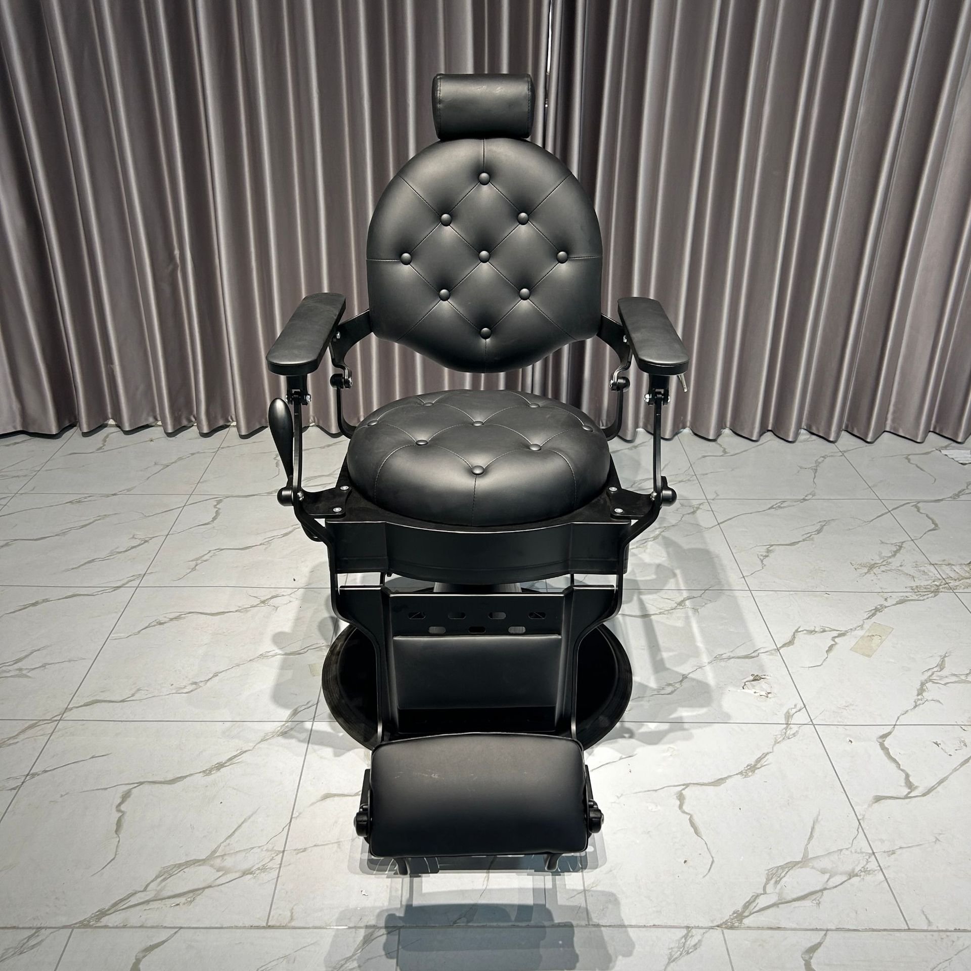 Modern Luxury High Beauty Quality Hair Leather Black Portable Barber Shop Metal Salon Barber Chair