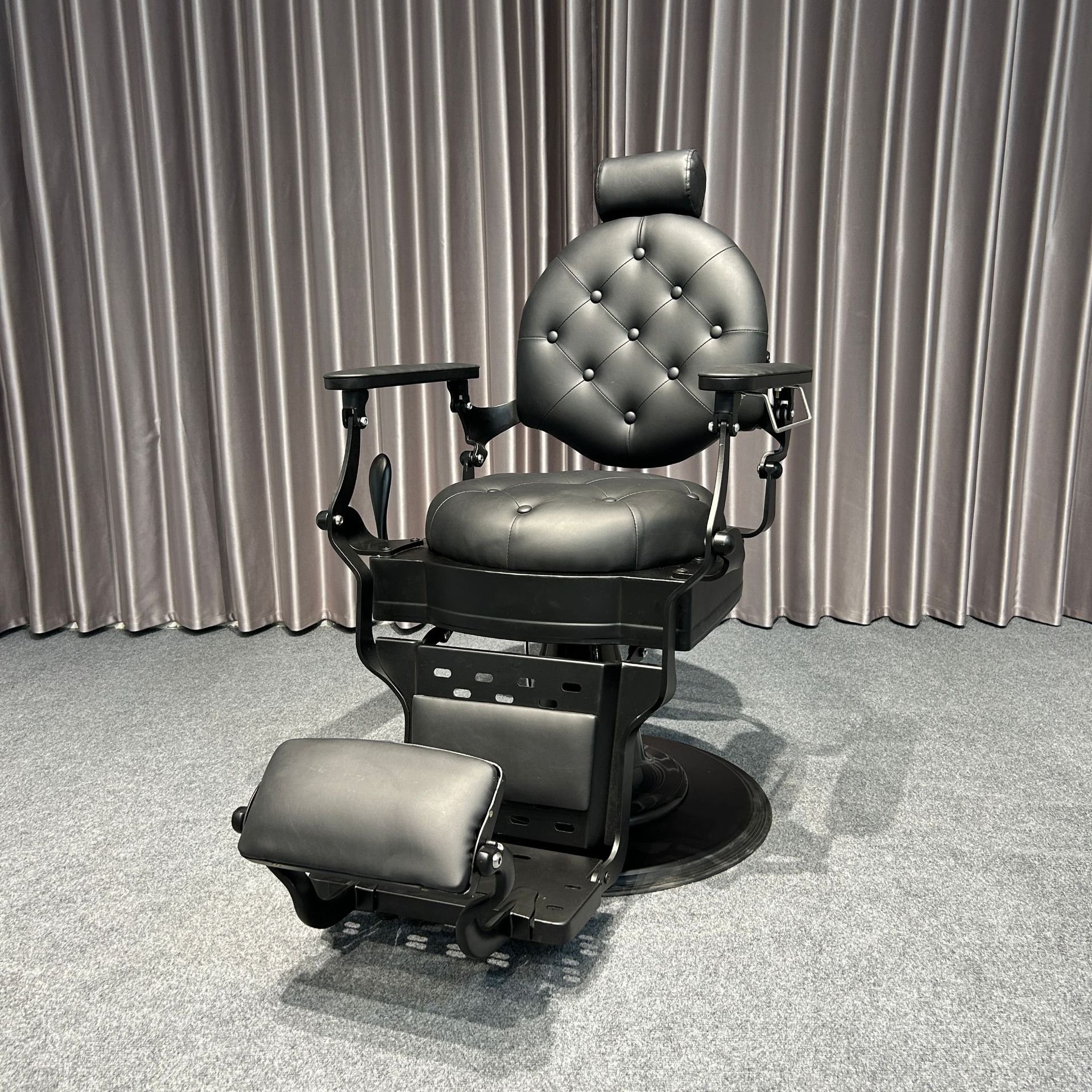 Modern Luxury High Beauty Quality Hair Leather Black Portable Barber Shop Metal Salon Barber Chair