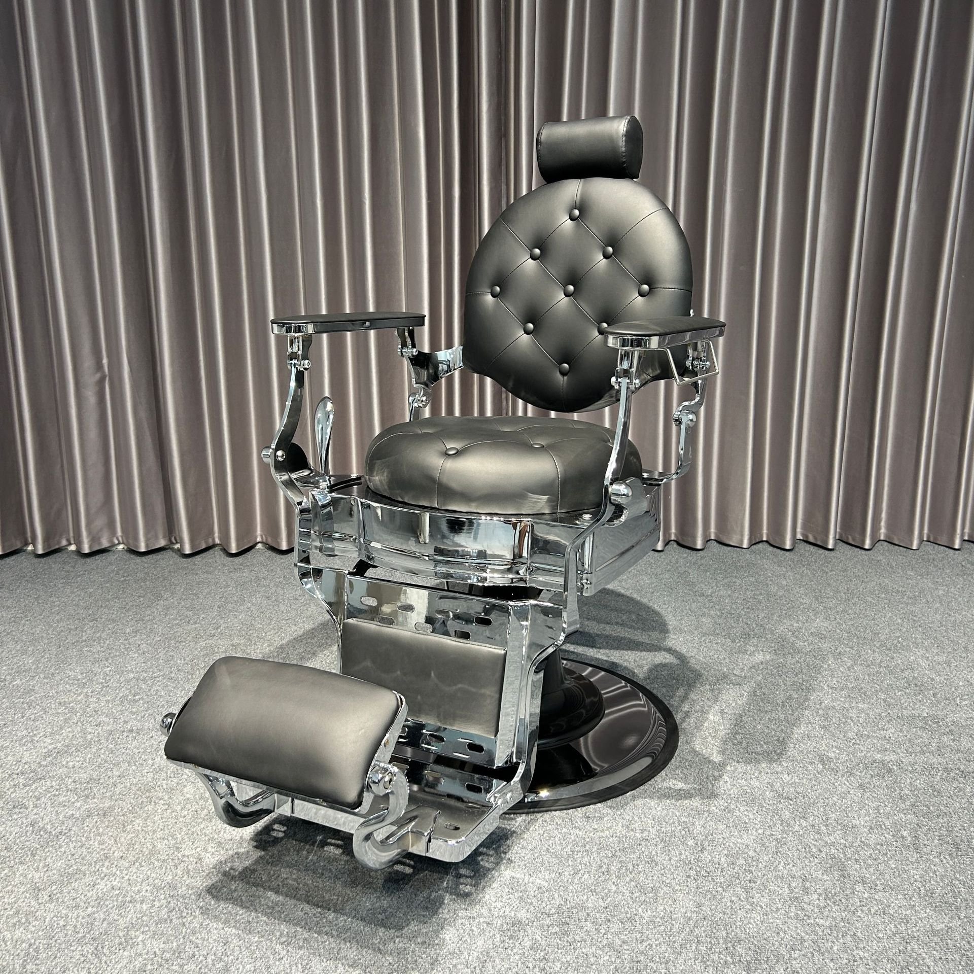 Modern Luxury High Beauty Quality Hair Leather Black Portable Barber Shop Metal Salon Barber Chair