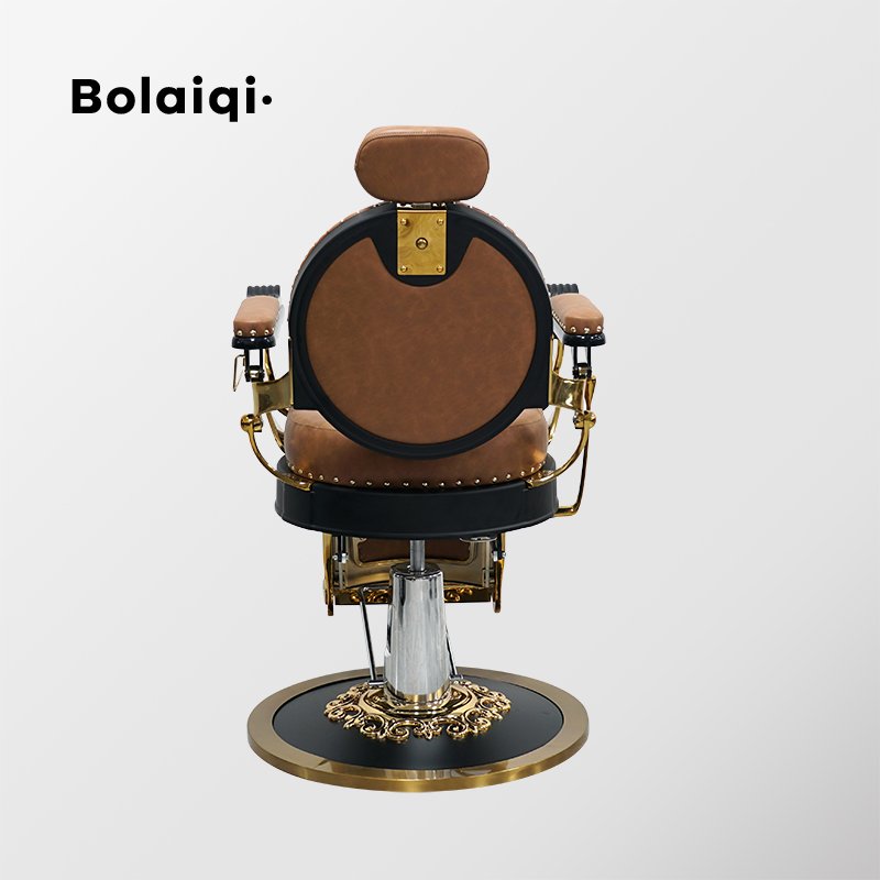 BOLAIQI wholesale barbershop furniture hydraulic antique barber shaving chair gold brown barber chair for men
