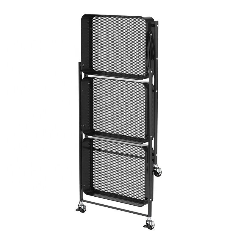 Home Kitchen Movable 3 Tier Organizer Storage Rack Folding Salon Utility Organizer Trolley Storage Cart