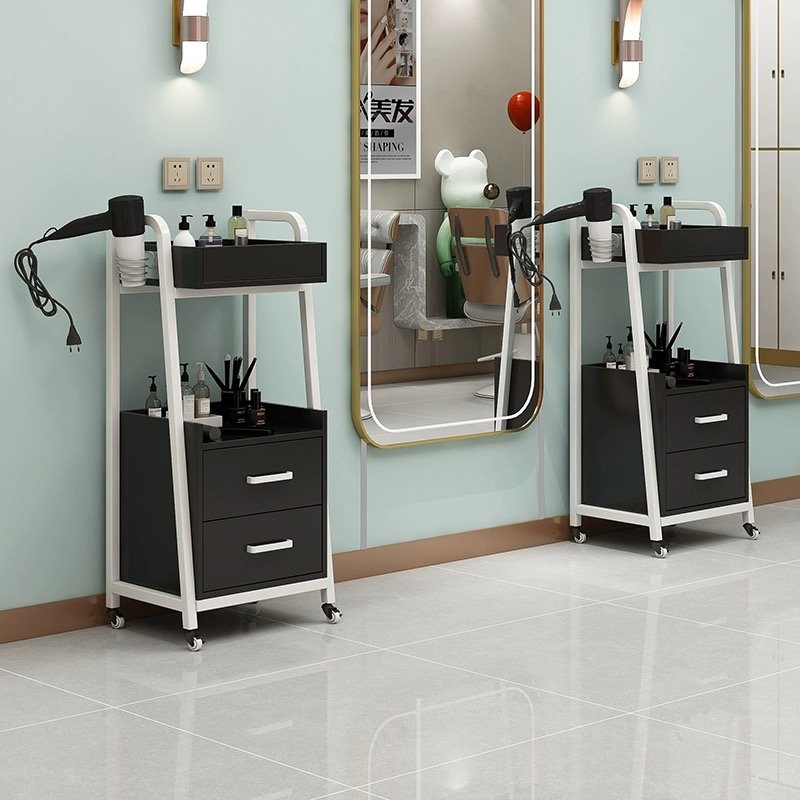 barber steel shop Luxury stainless plated with directional wheels metal gold salon barber trolley