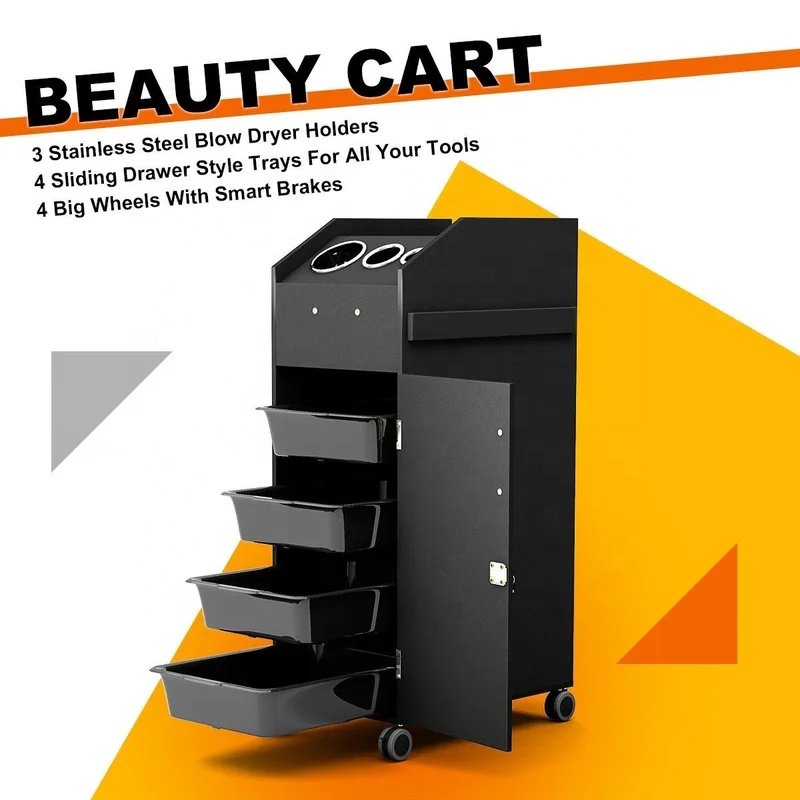 Acrylic salon beauty trolley for hairdressing Popular beauty salon trolley cart Durable hair salon trolley factory