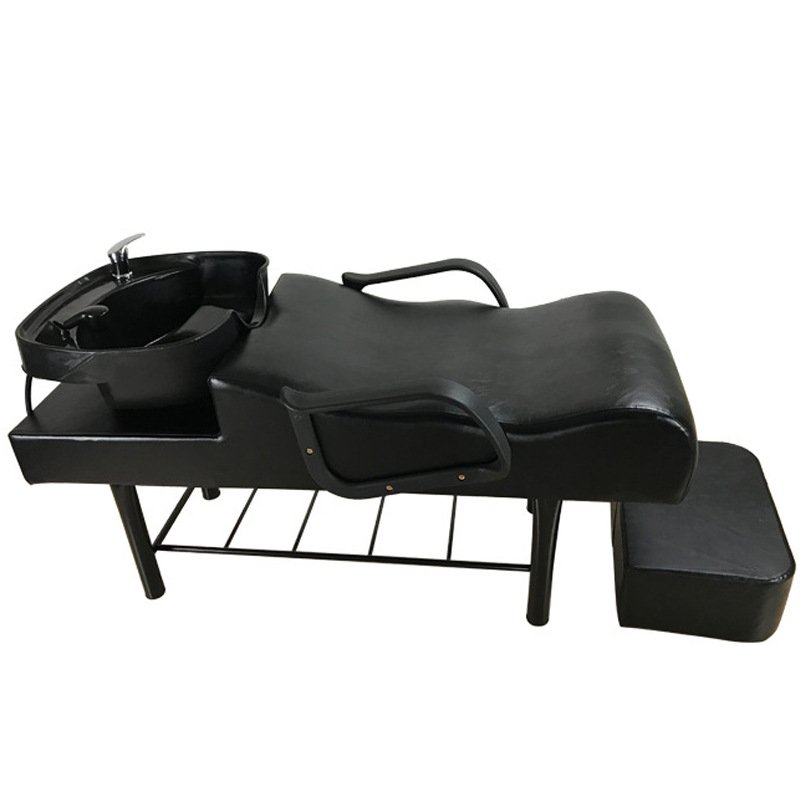 Modern Style Portable Barber Shop Furniture Leather Lay-Down Bed with Shampoo Sink Hair Facial Salon Wash Basin Chair Price