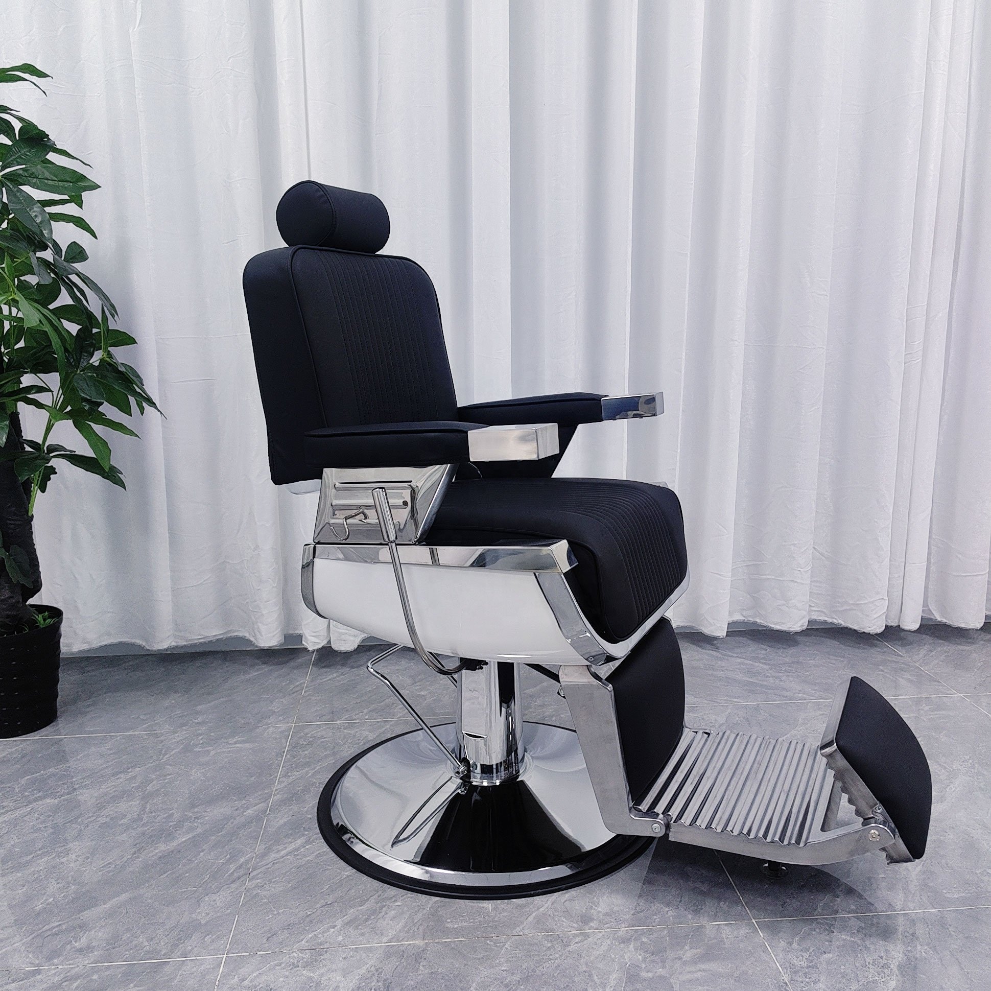 Modern Luxury High Beauty Quality Hair Leather Black Portable Barber Shop Metal Salon Barber Chair Hydraulic chair