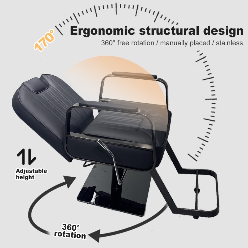 Black Flat Seat Barber Stylings Salon Chair Beauty Salon Kids Chair Metal and Plastic Hair Cutting Chair Gym Application
