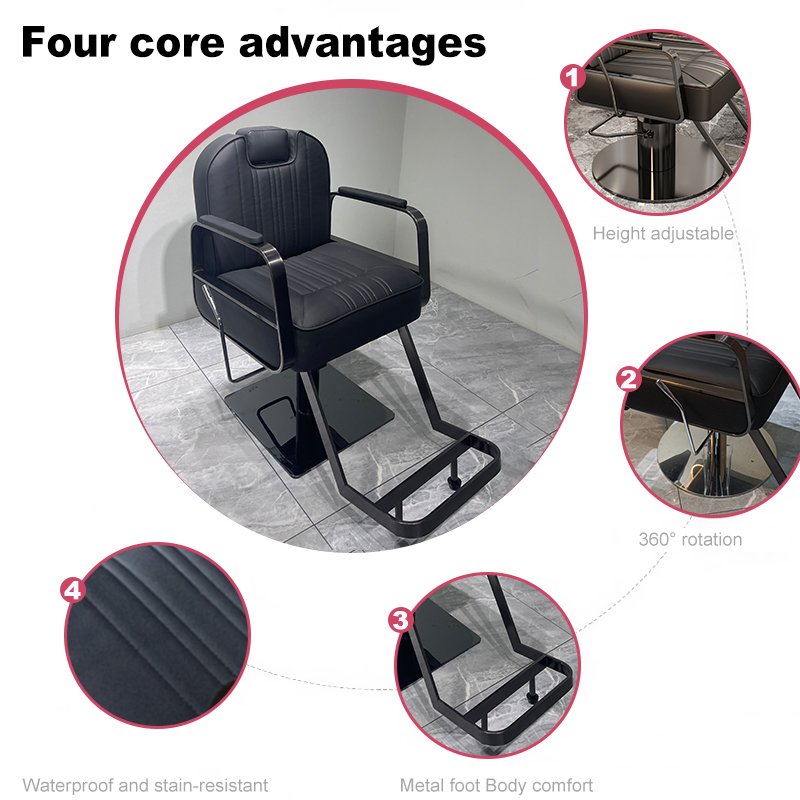Black Flat Seat Barber Stylings Salon Chair Beauty Salon Kids Chair Metal and Plastic Hair Cutting Chair Gym Application