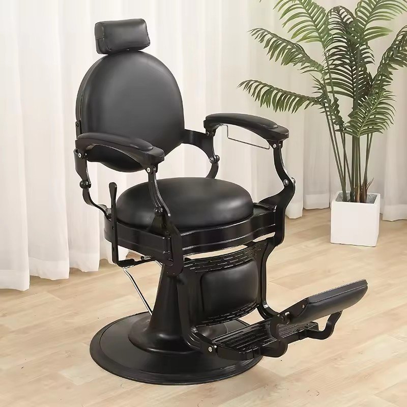 Latest European Style Aluminium Alloy Heavy Duty Gold and Black Barber Chairs Styling Chairs Salon Chair With Logo