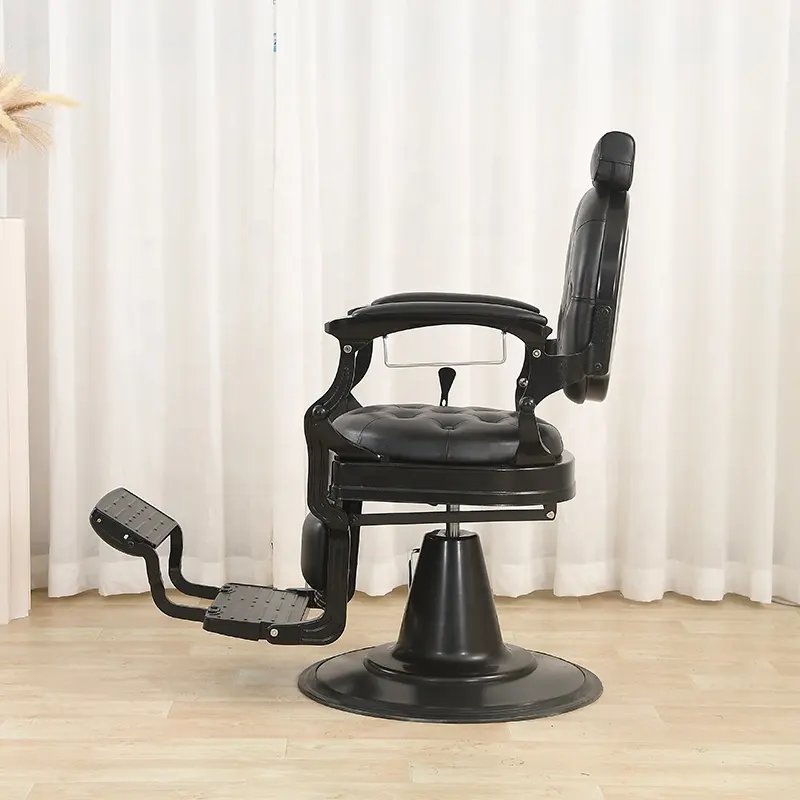 Latest European Style Aluminium Alloy Heavy Duty Gold and Black Barber Chairs Styling Chairs Salon Chair With Logo