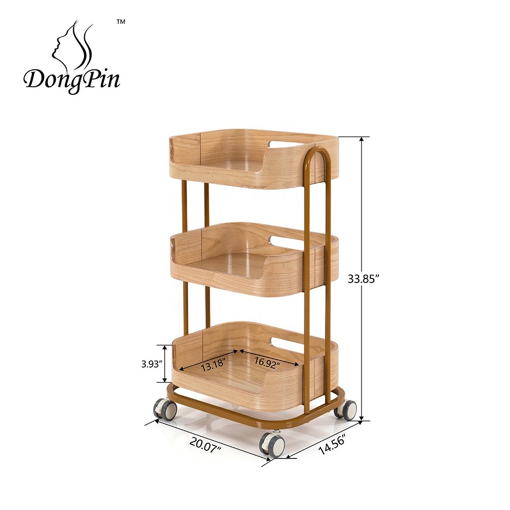 USA Mobile Beauty Salon Trolley Cart 3-Layer Rolling Storage Beauty Cart