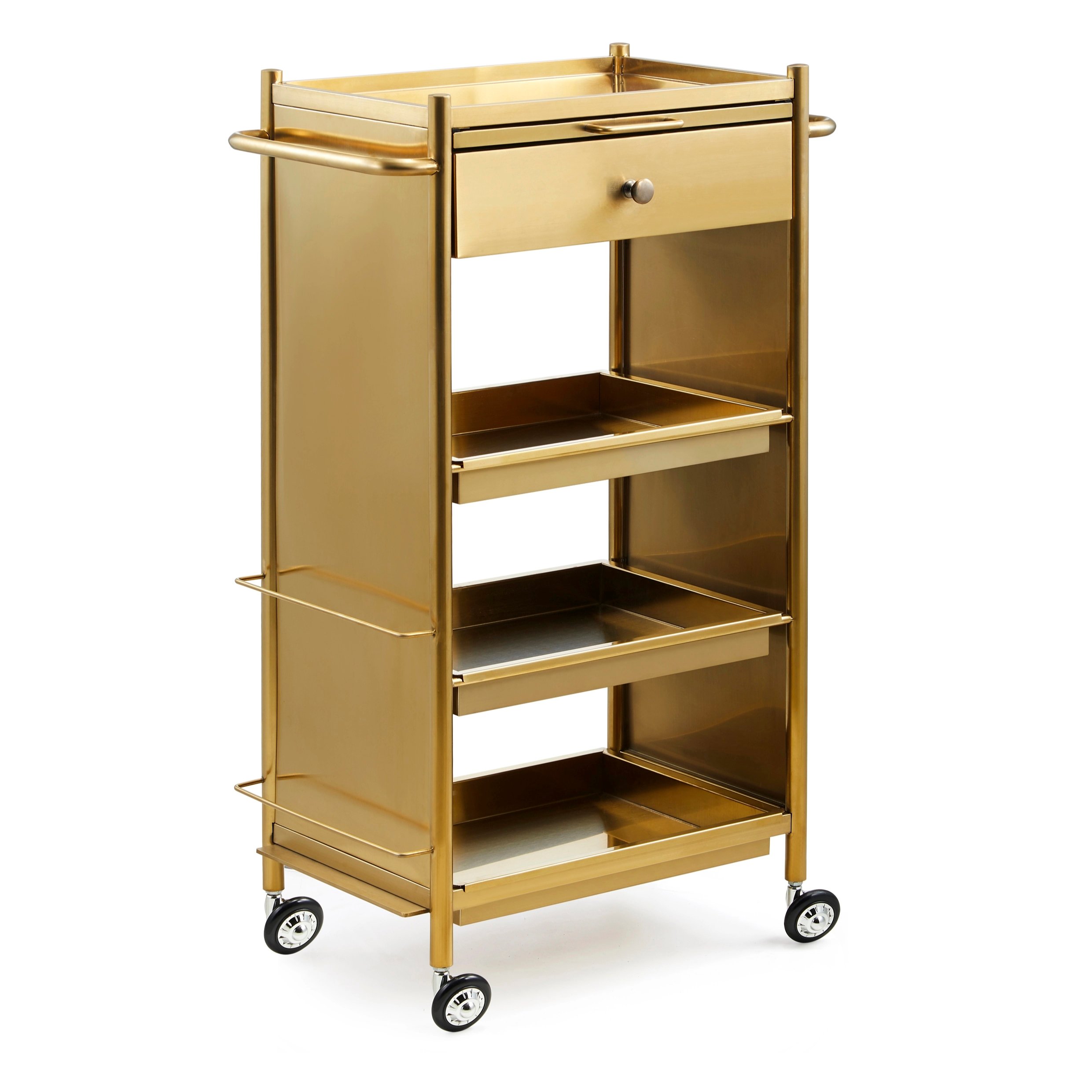 Hot Barber Shop Tool Cabinet Stainless Steel Beauty Salon Cart Gold Metal Salon Trolley ZY-803