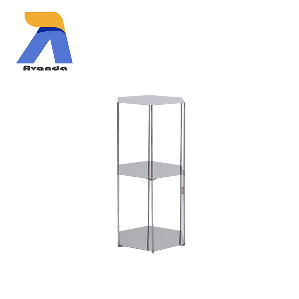 Stainless Steel Hexagon Table Trolley for Salons Salon Equipment