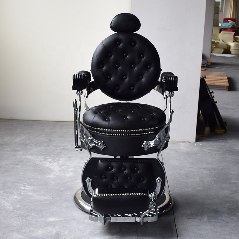 Black classic vintage antique hydraulic reclining barber chair salon furniture hairdressing equipment