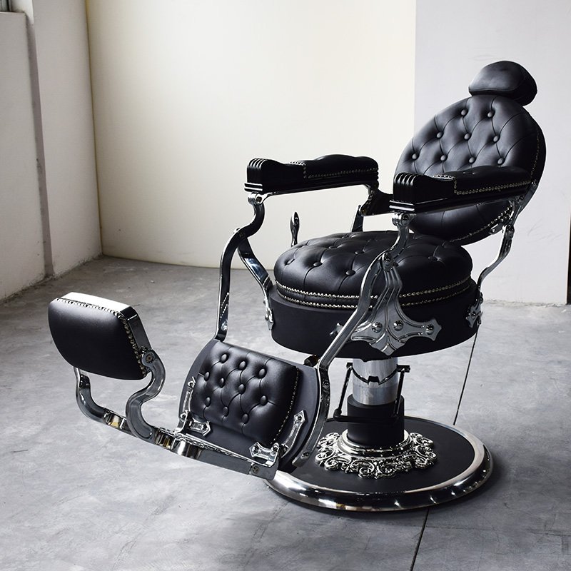 Black classic vintage antique hydraulic reclining barber chair salon furniture hairdressing equipment