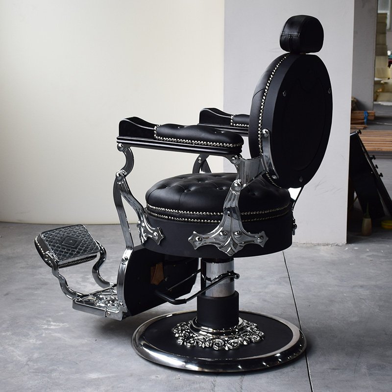 Black classic vintage antique hydraulic reclining barber chair salon furniture hairdressing equipment