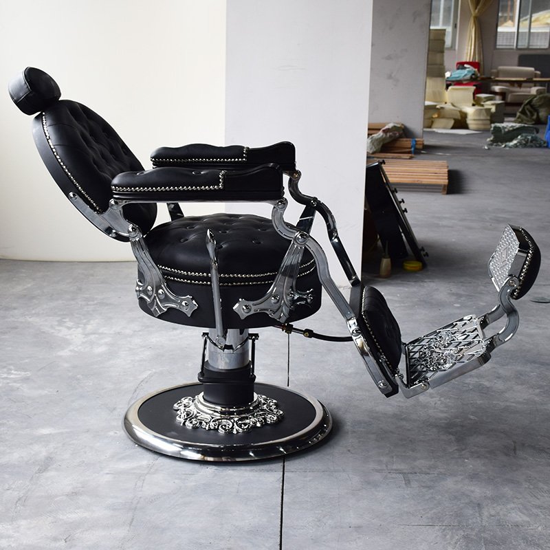 Black classic vintage antique hydraulic reclining barber chair salon furniture hairdressing equipment