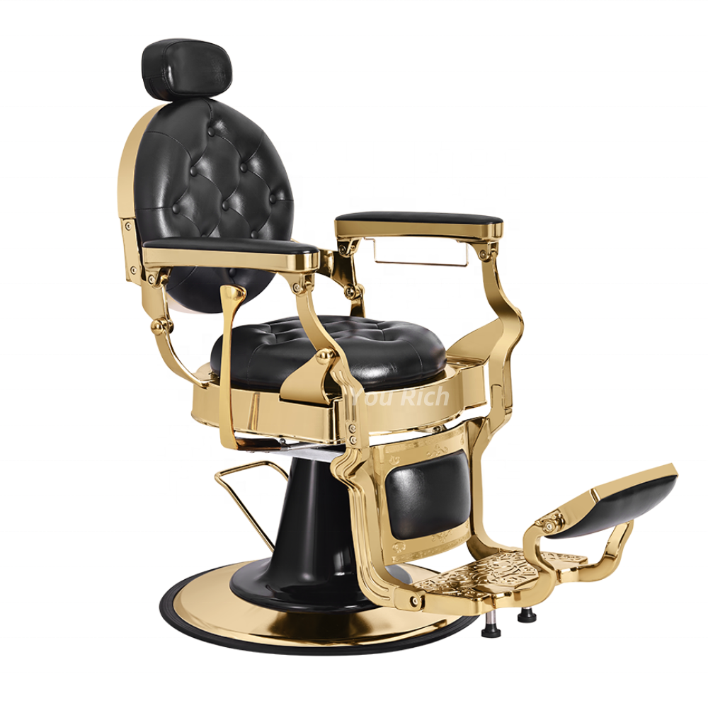Professional Barber Chair Manufacturer Black Gold Barber Chairs Antique Vintage Hairdressing Chair For Salon