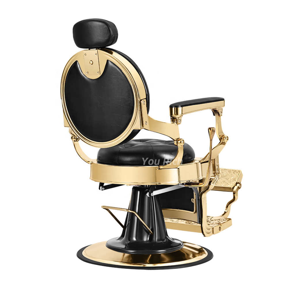 Professional Barber Chair Manufacturer Black Gold Barber Chairs Antique Vintage Hairdressing Chair For Salon