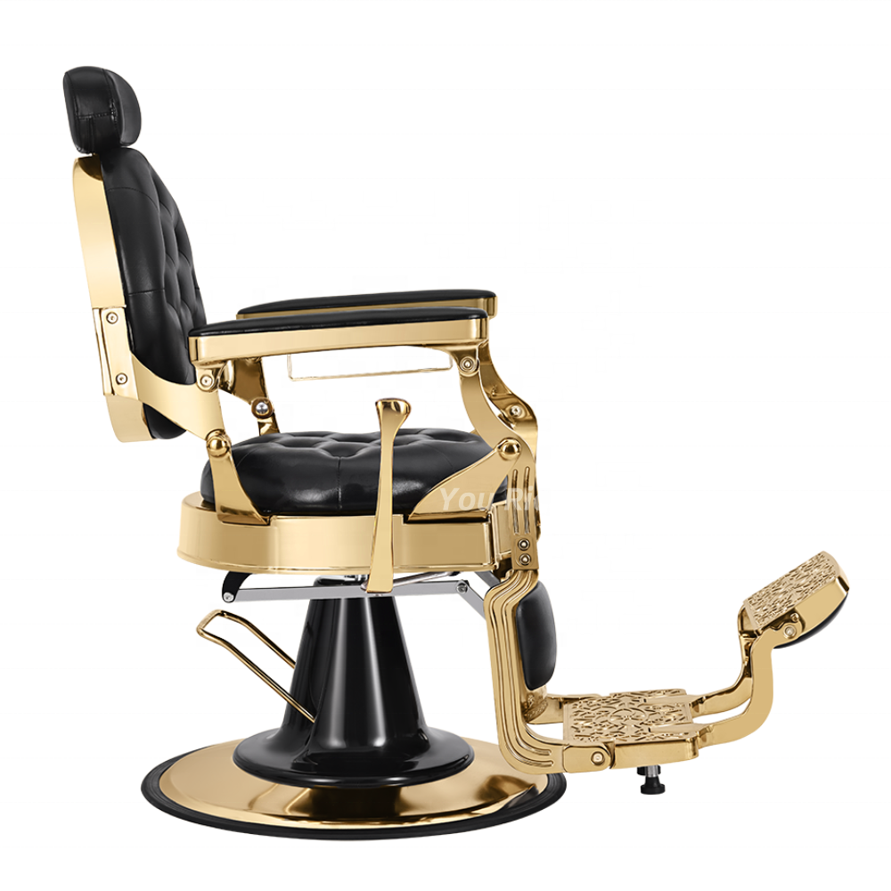 Professional Barber Chair Manufacturer Black Gold Barber Chairs Antique Vintage Hairdressing Chair For Salon
