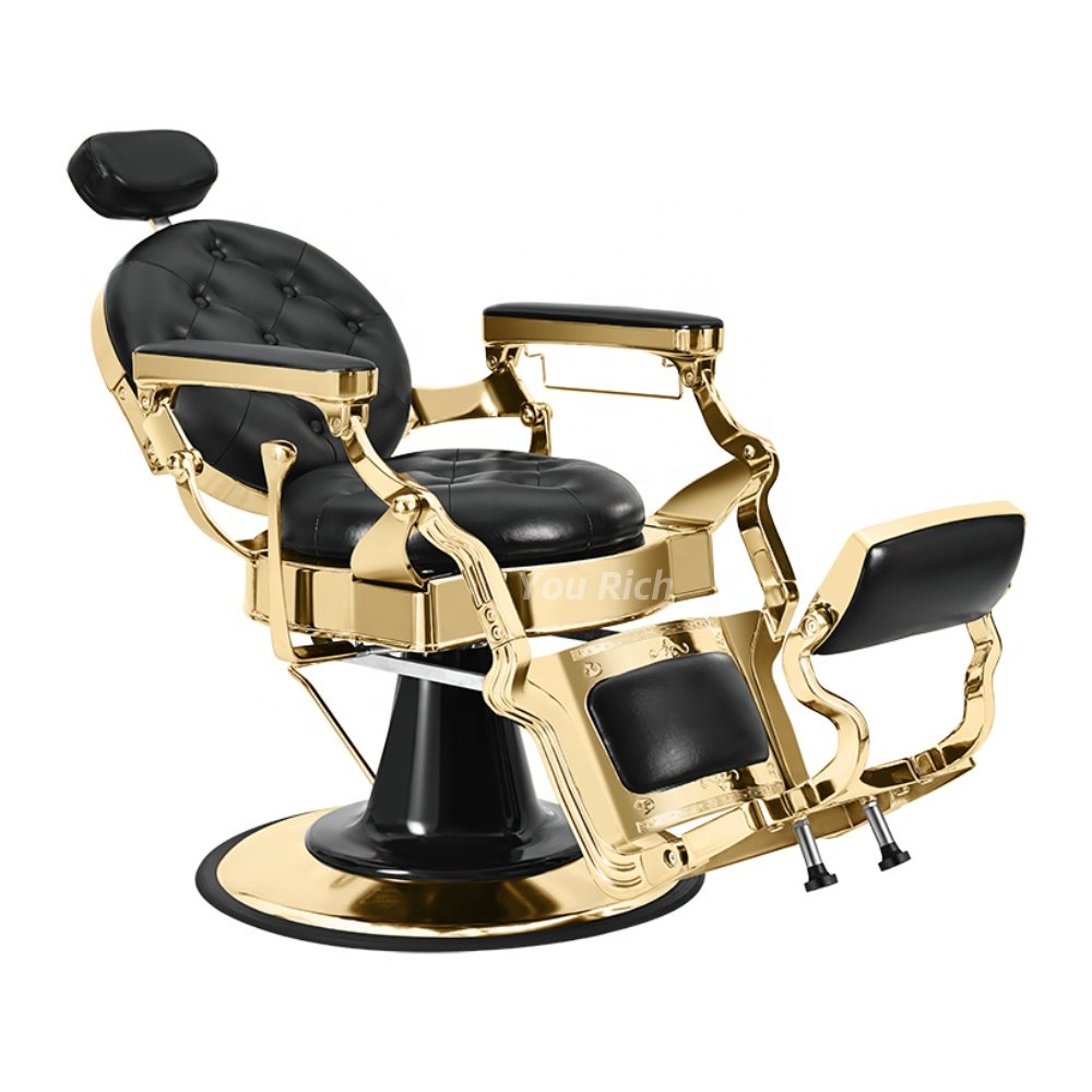 Professional Barber Chair Manufacturer Black Gold Barber Chairs Antique Vintage Hairdressing Chair For Salon