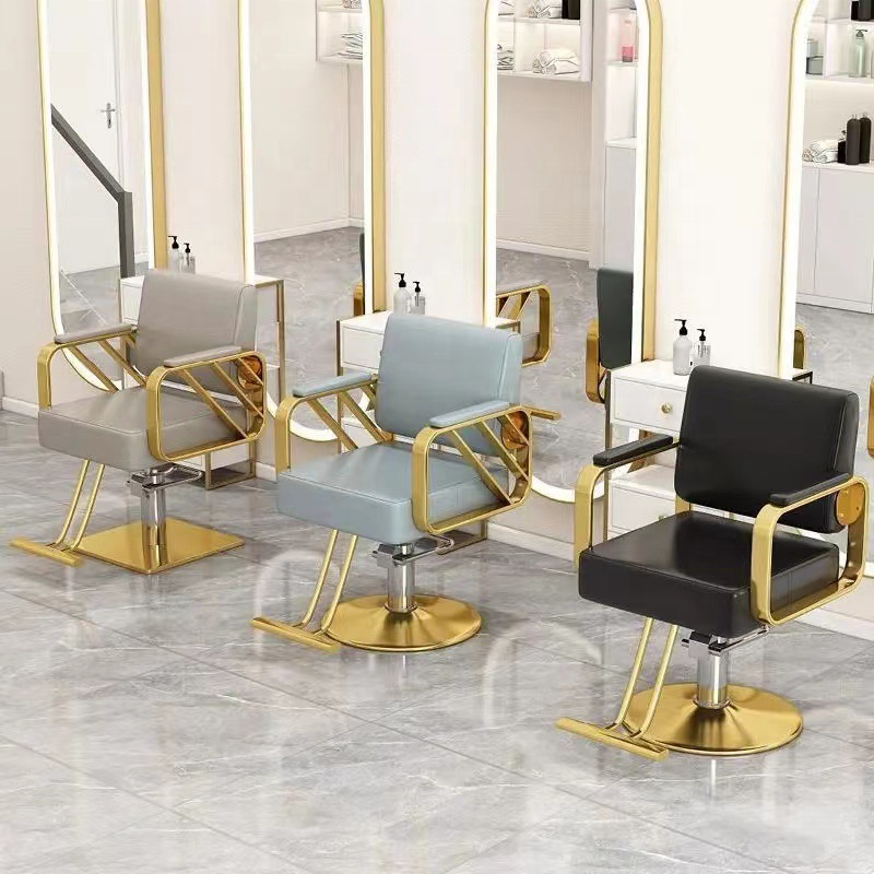 Luxury Style Hydraulic Gold Barber Chairs for Hair Salon Equipment Modern Beauty Salon Furniture