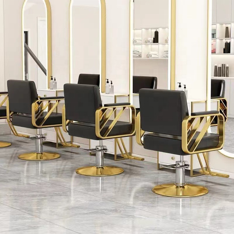 Luxury Style Hydraulic Gold Barber Chairs for Hair Salon Equipment Modern Beauty Salon Furniture