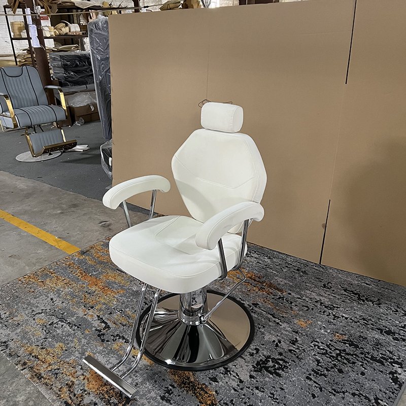 Wholesale customizable new white chair Salon Chair Hair Salon Furniture Barber Chair Hairdressing
