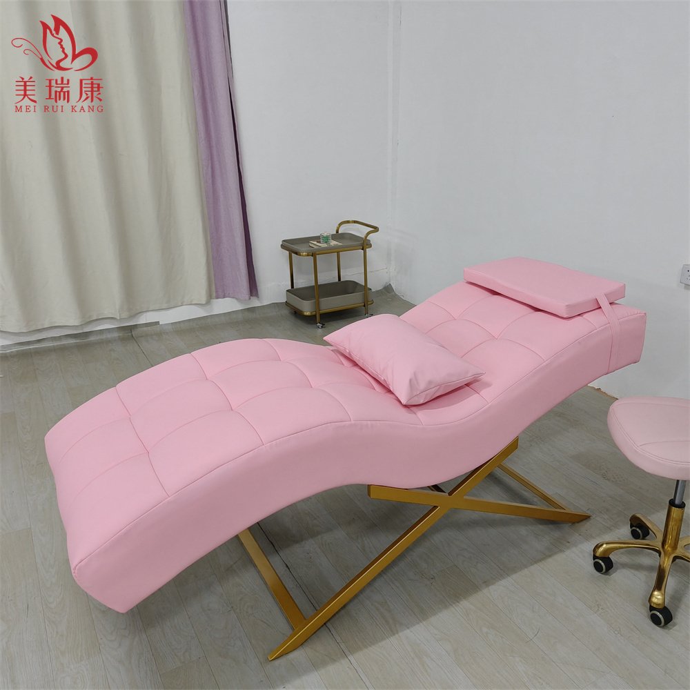 Luxury Pink Eyelash Lash esthetician Extension Bed Pink Curved Eyebrow Lashista Beauty Salon Chairs Aesthetic Care Table