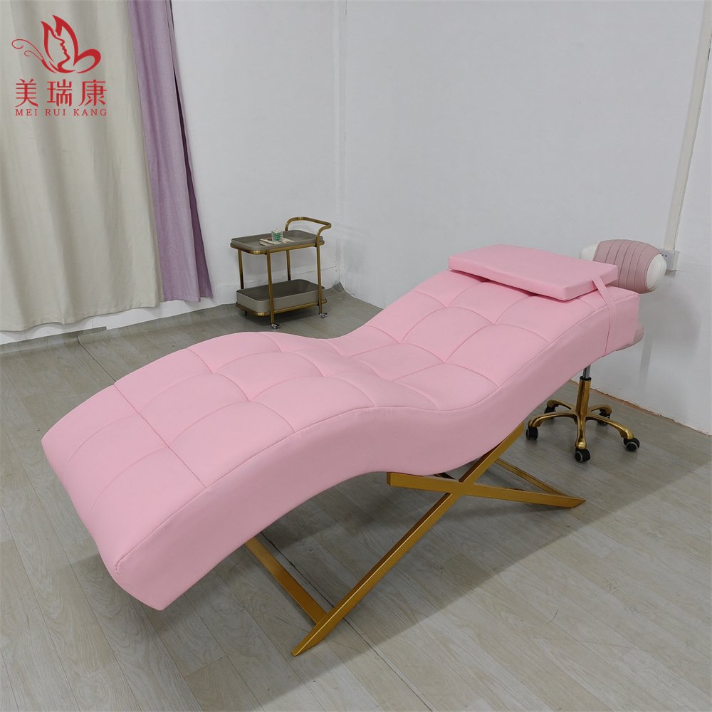 Luxury Pink Eyelash Lash esthetician Extension Bed Pink Curved Eyebrow Lashista Beauty Salon Chairs Aesthetic Care Table